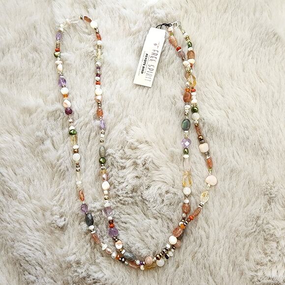 NEW Peyote Bird Multicolor Polished Agate Mixed Beaded Stone Necklace - Picture 9 of 10